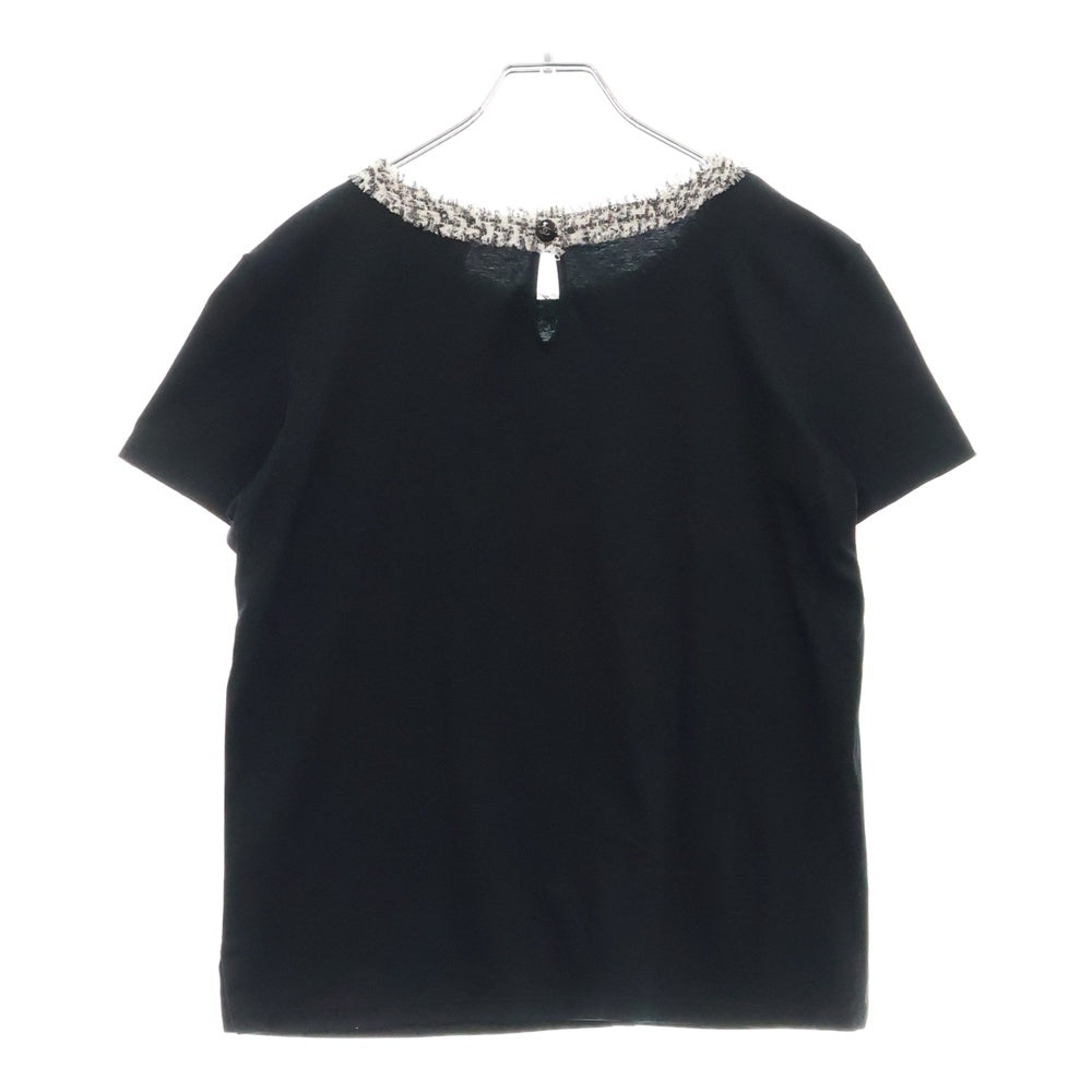 CHANEL(シャネル) ツイードトリミング ココマークボタン 半袖Tシャツ カットソー ブラック レディース P45633 V28403