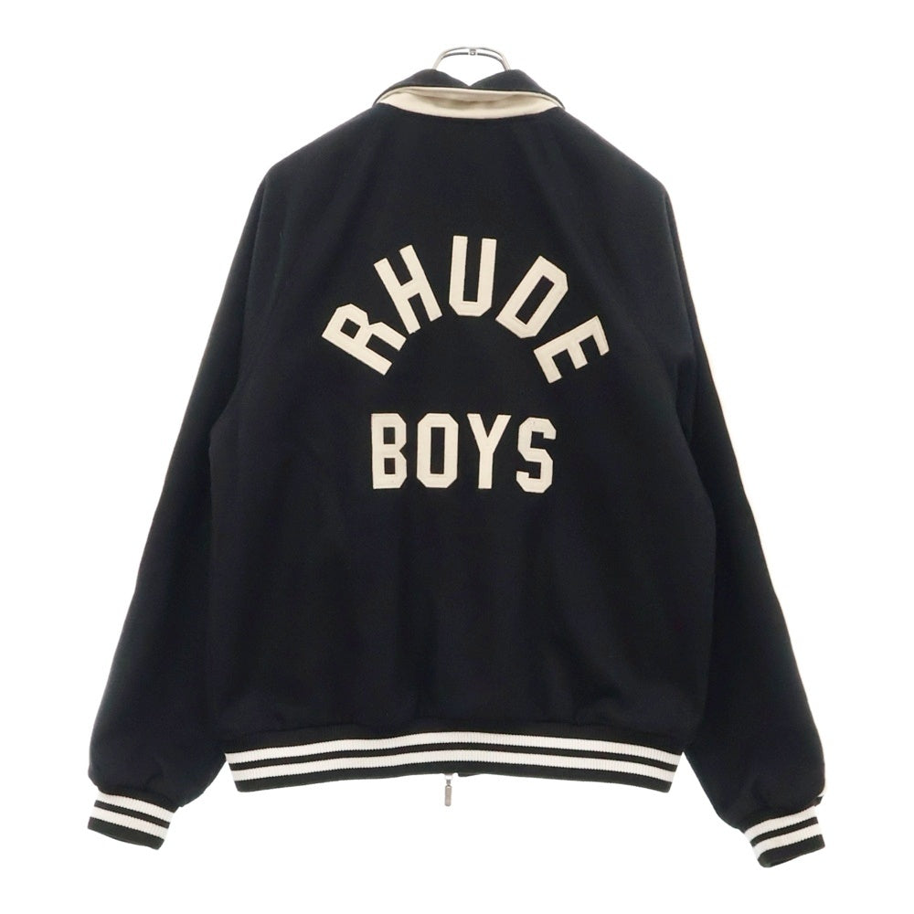 RHUDE(ルード) Boys Signature Bomber ボーイズ シグネチャー ジップアップ ボンバー ジャケットブラック/ホワイト