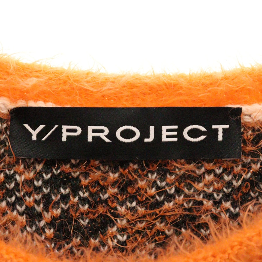 Y/PROJECT(ワイプロジェクト) グラデーション クルーネック ヘアリー ニットセーター オレンジ/ブラック