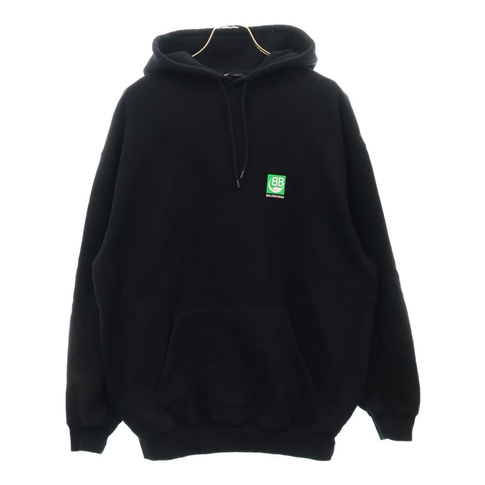 BALENCIAGA(バレンシアガ) ボックスロゴ プリント スウェット プルオーバーパーカー ブラック 570811 THV64