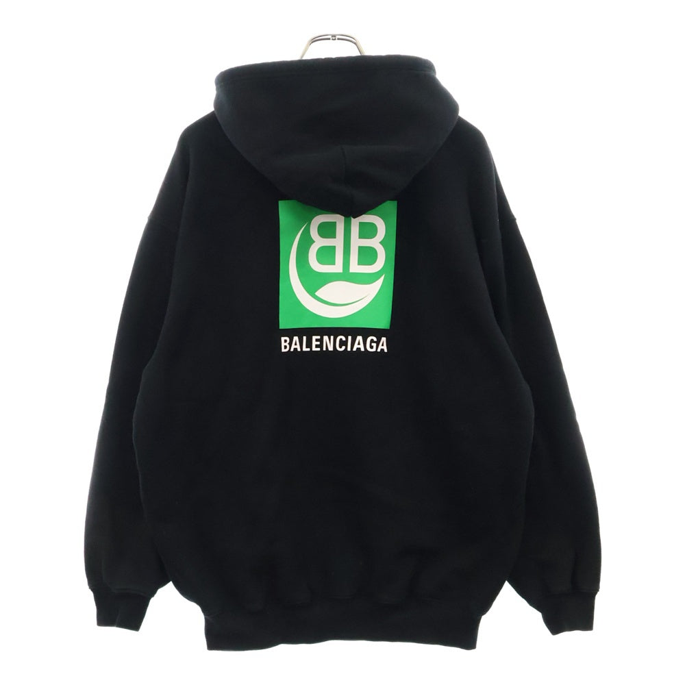 BALENCIAGA(バレンシアガ) ボックスロゴ プリント スウェット プルオーバーパーカー ブラック 570811 THV64