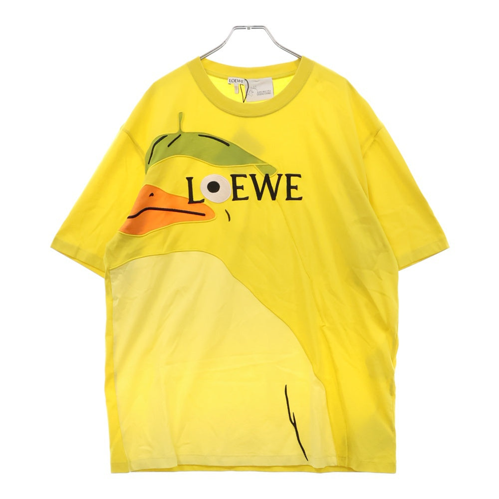 LOEWE(ロエベ) 22SS ×スタジオジブリ 千と千尋の神隠し オオトリ様 ロゴ刺繍 クルーネック 半袖Tシャツ カットソー イエロー S928Y22J03