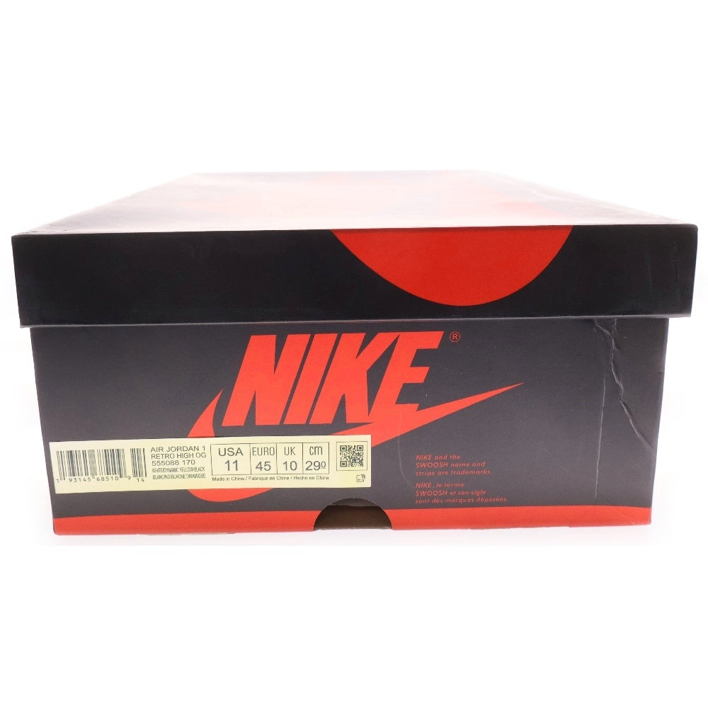 NIKE(ナイキ) AIR JORDAN 1 RETRO HIGH OG FIRST CLASS FLIGHT エアジョーダン 1 レトロ ファーストクラス ハイカットスニーカー ホワイト/イエロー US11/29cm 555088-170