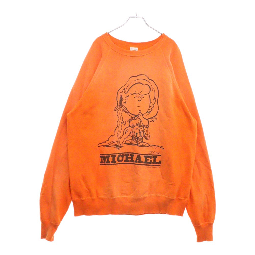 SAINT MICHAEL(セントマイケル) 23AW CREW N SWEAT ダメージ加工 クルーネックスウェットトレーナー オレンジ SM-A23-0000-023