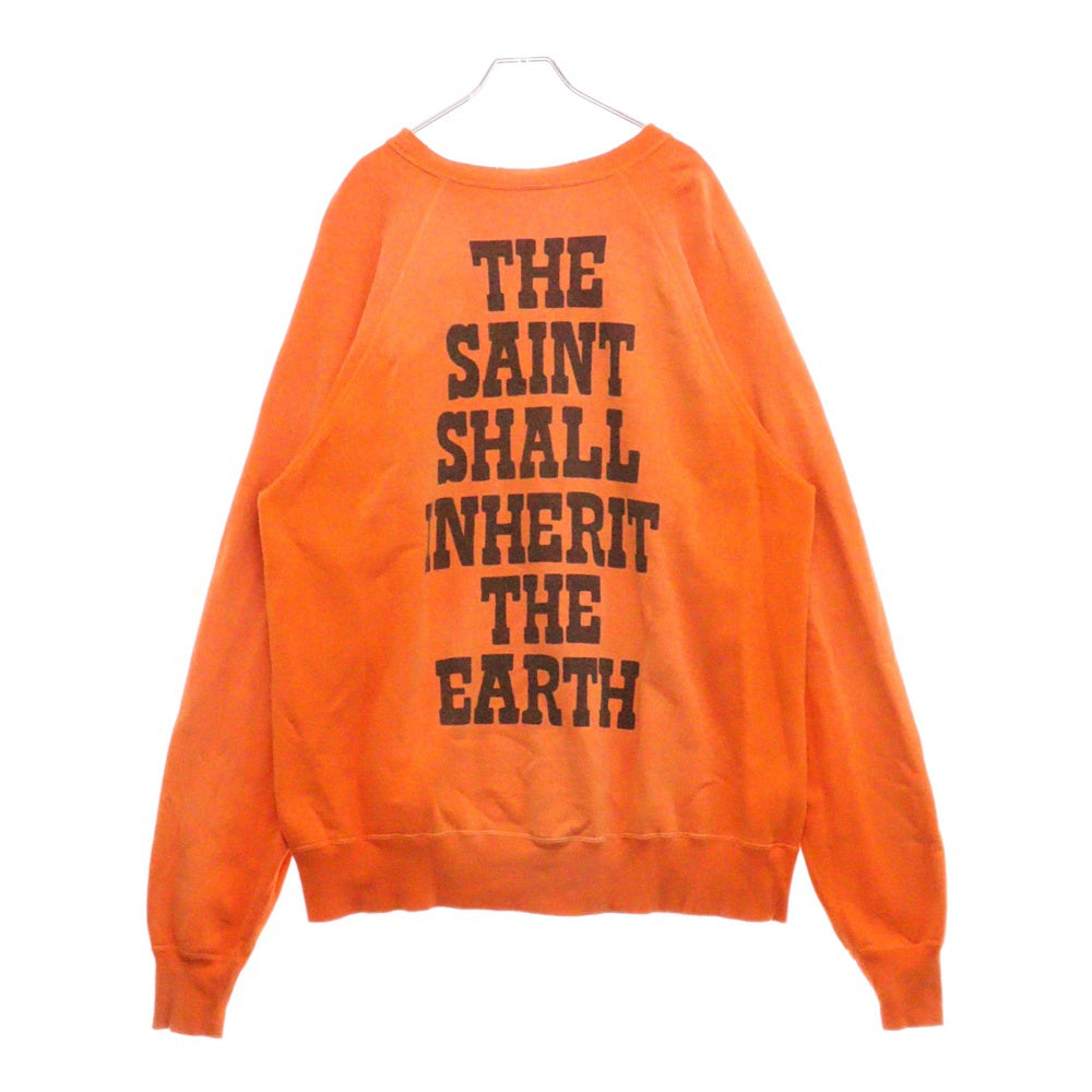 SAINT MICHAEL(セントマイケル) 23AW CREW N SWEAT ダメージ加工 クルーネックスウェットトレーナー オレンジ SM-A23-0000-023