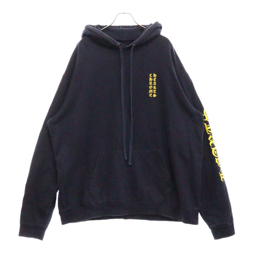 CHROME HEARTS(クロムハーツ) Yellow Sleeve Logo Pullover Hoodie オンライン限定 イエロースリーブロゴプルオーバーフーディ パーカー ブラック/イエロー