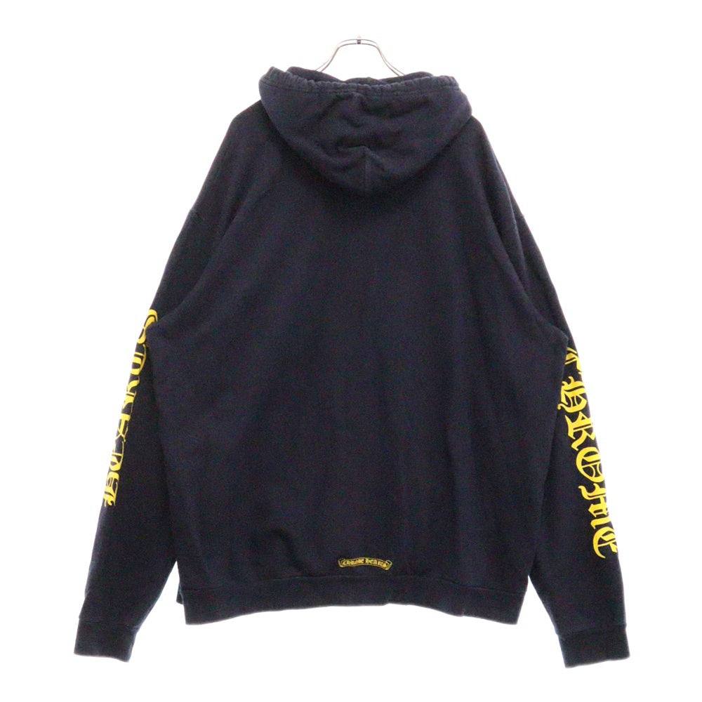 CHROME HEARTS(クロムハーツ) Yellow Sleeve Logo Pullover Hoodie オンライン限定 イエロースリーブロゴプルオーバーフーディ パーカー ブラック/イエロー