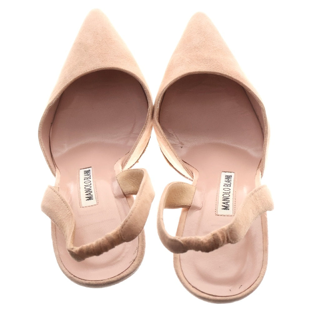 MANOLO BLAHNIK(マノロブラニク) ポインテッドトゥ スウェードレザー ヒール パンプス ピンク レディース