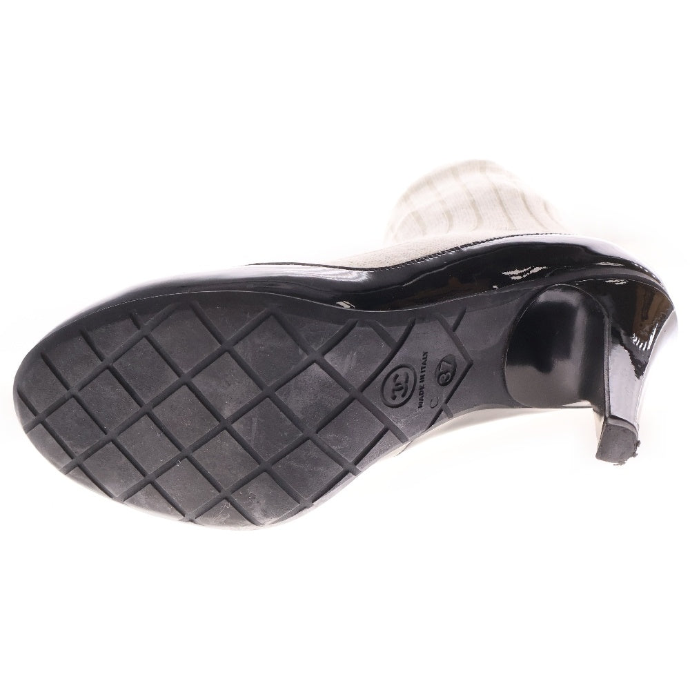 CHANEL(シャネル) メリージェーン ココマーク レザー エナメル リボンストラップ ヒール パンプス ブラック レディース G36359