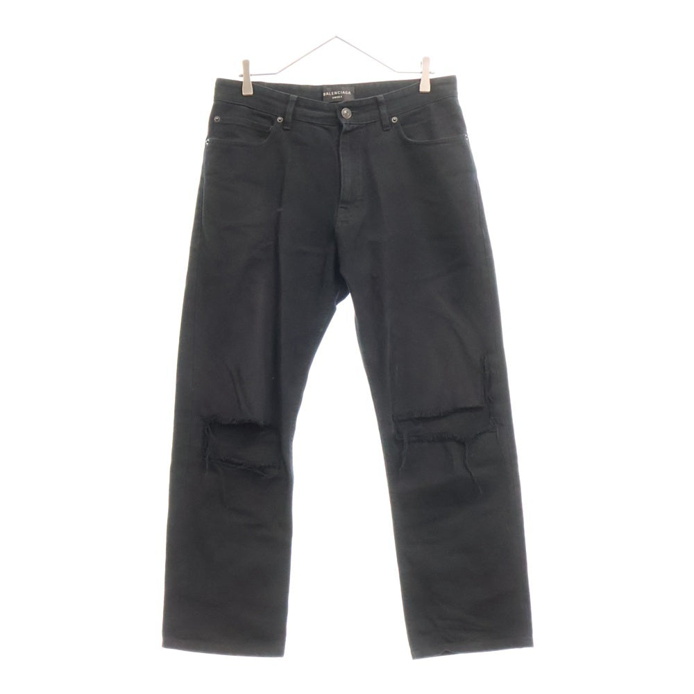 BALENCIAGA(バレンシアガ) 23AW Rips Loose Fit Jeans ニークラッシュ ルーズフィットジーンズ デニムパンツ ブラック 745149 TNW11