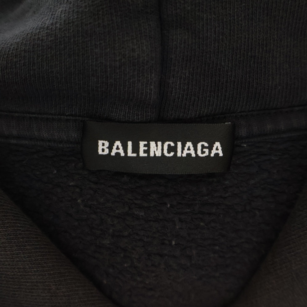 BALENCIAGA(バレンシアガ) 19AW ロゴプリント スウェット プルオーバーパーカー ブラック 558143 TFV31