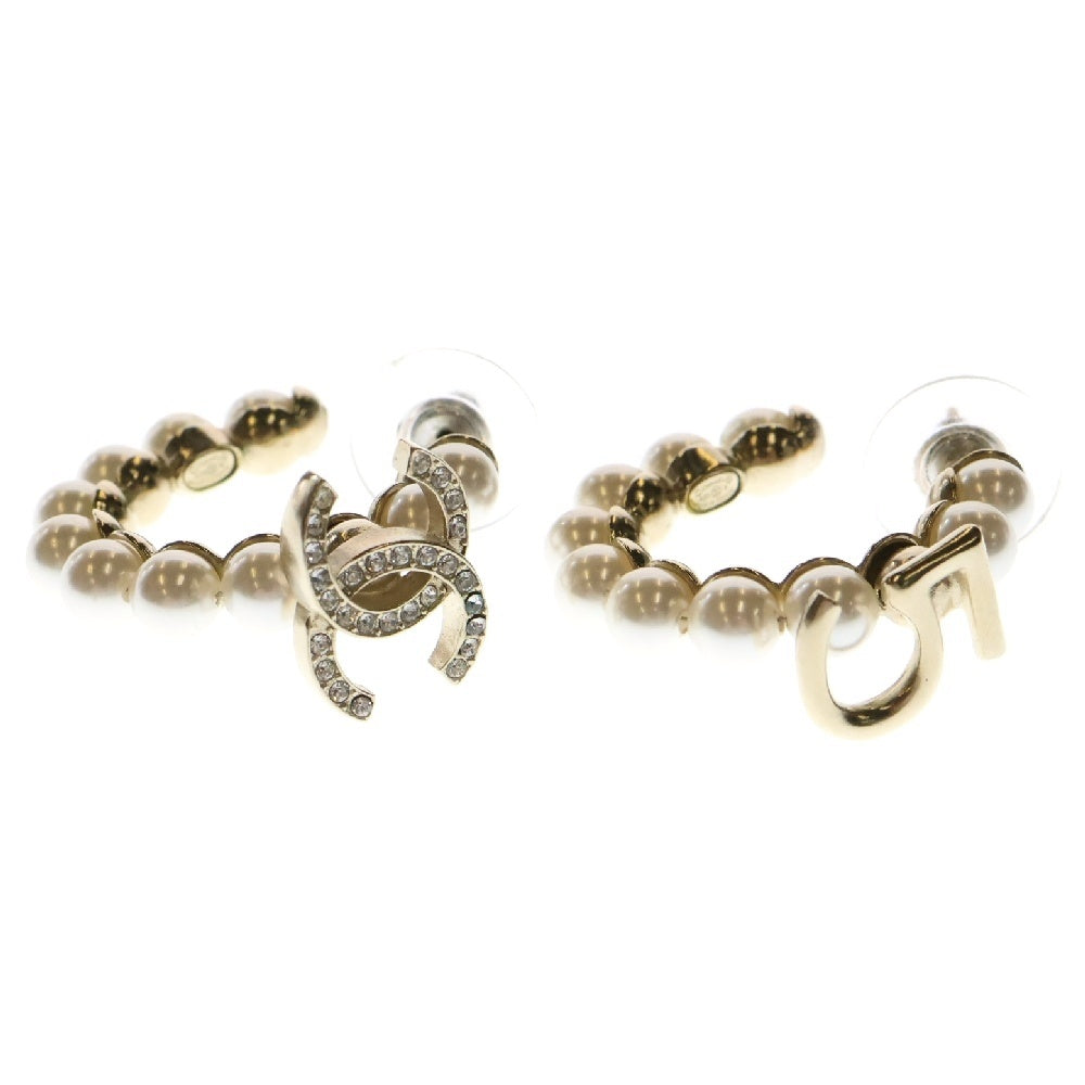 CHANEL(シャネル) 21AW ココマーク ラインストーン フェイクパール ピアス ホワイト/ゴールド レディース A21S
