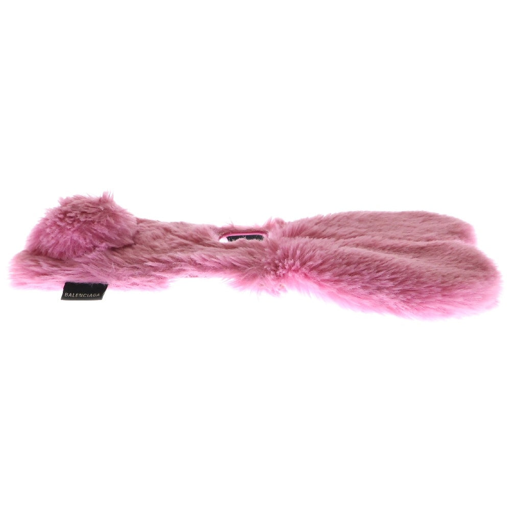 BALENCIAGA(バレンシアガ) Fluffy Bunny IPhone12/12Pro Case レザー ショルダーストラップ付き ファー アイフォン スマホケース ピンク レディース