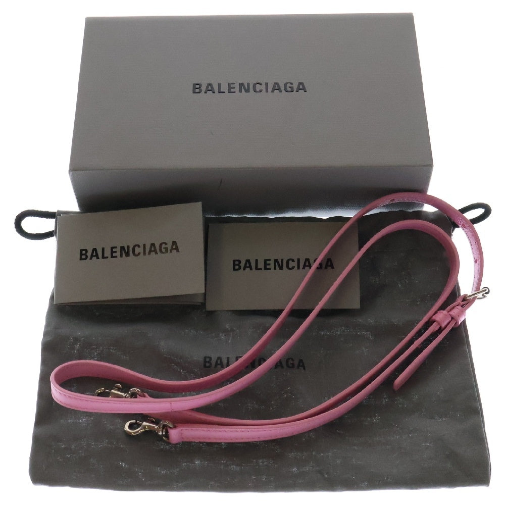 BALENCIAGA(バレンシアガ) Fluffy Bunny IPhone12/12Pro Case レザー ショルダーストラップ付き ファー アイフォン スマホケース ピンク レディース