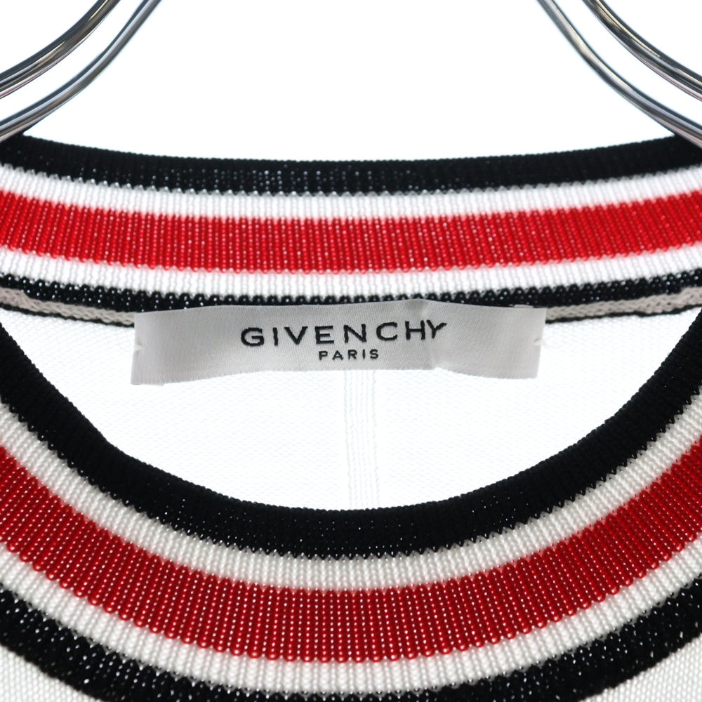 GIVENCHY(ジバンシィ) 18SS チェスト切替スター ニット セーター ホワイト/レッド BM90054Y0B