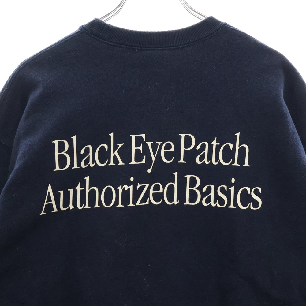 THE BLACK EYE PATCH(ブラックアイパッチ) BEP OS Logo Crew Sweat ロゴプリントクルーネックスウェットトレーナー ネイビー