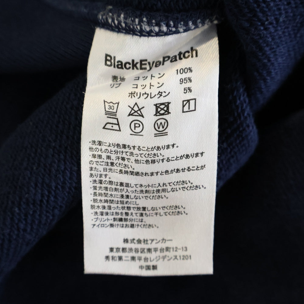 THE BLACK EYE PATCH(ブラックアイパッチ) BEP OS Logo Crew Sweat ロゴプリントクルーネックスウェットトレーナー ネイビー