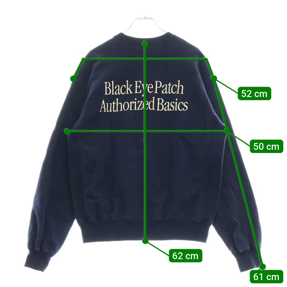 THE BLACK EYE PATCH(ブラックアイパッチ) BEP OS Logo Crew Sweat ロゴプリントクルーネックスウェットトレーナー ネイビー