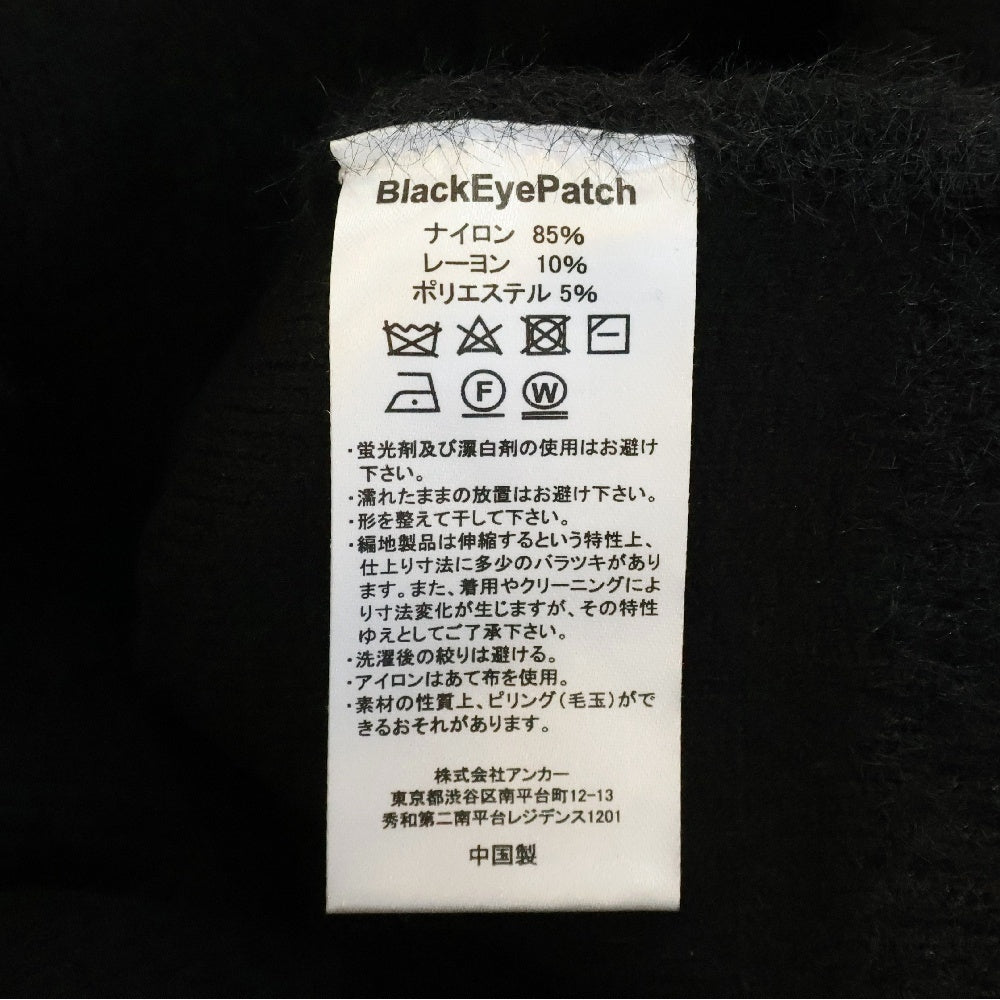 THE BLACK EYE PATCH(ブラックアイパッチ) OG LABEL MOHAIR CARDIGAN ロゴパッチ付き カーディガン ブラック