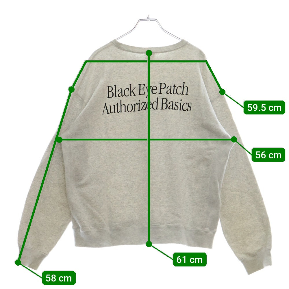 THE BLACK EYE PATCH(ブラックアイパッチ) BEP OS Logo Crew Sweat ロゴプリントクルーネックスウェットトレーナー グレー