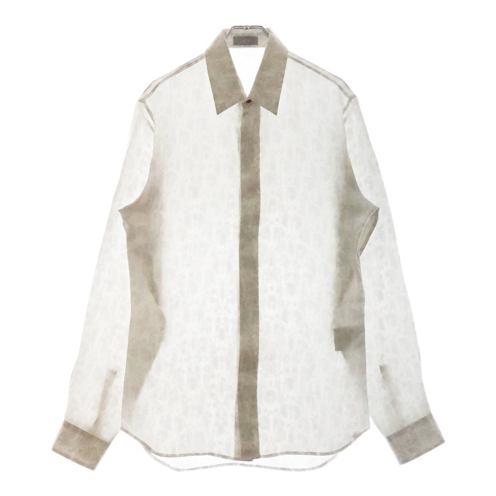 DIOR(ディオール) Obrique Silk S/S Shirt オブリーク 総柄 シルク 長袖シャツ ホワイト 013C502A5141
