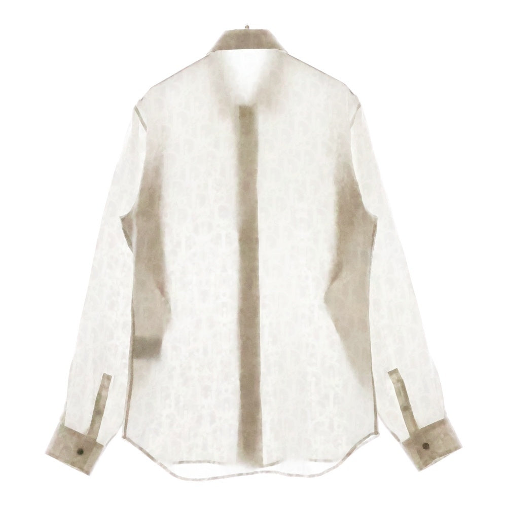 DIOR(ディオール) Obrique Silk S/S Shirt オブリーク 総柄 シルク 長袖シャツ ホワイト 013C502A5141