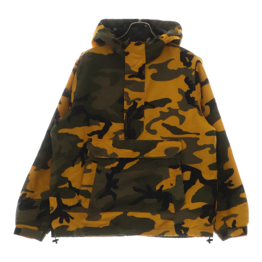 SUPREME(シュプリーム) 17AW Hooded Logo Half Zip フーデッド ロゴ ハーフジップ カモフラ プルオーバー ジャケット イエロー/カーキ
