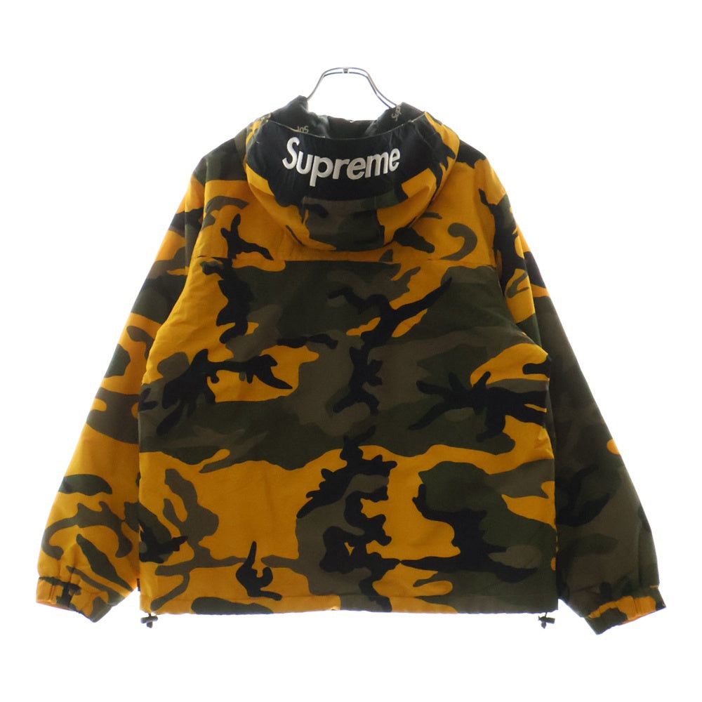 SUPREME(シュプリーム) 17AW Hooded Logo Half Zip フーデッド ロゴ ハーフジップ カモフラ プルオーバー ジャケット イエロー/カーキ
