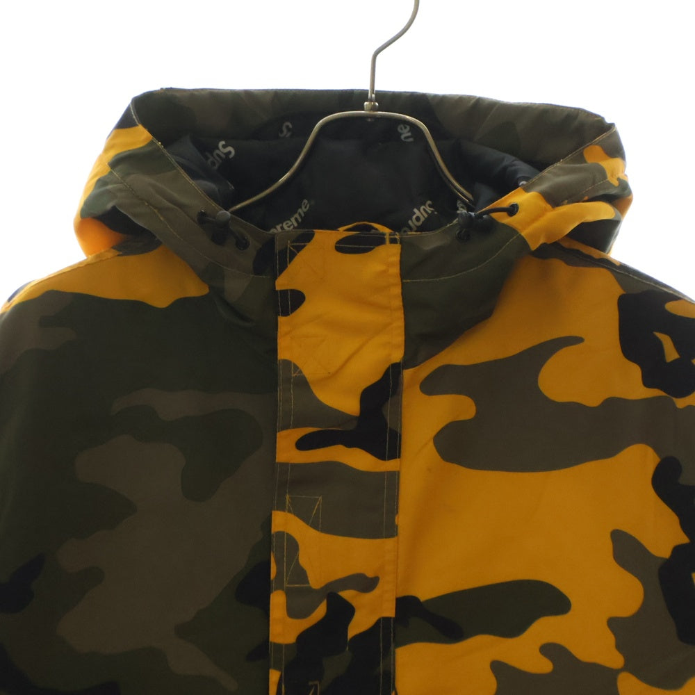 SUPREME(シュプリーム) 17AW Hooded Logo Half Zip フーデッド ロゴ ハーフジップ カモフラ プルオーバー ジャケット イエロー/カーキ