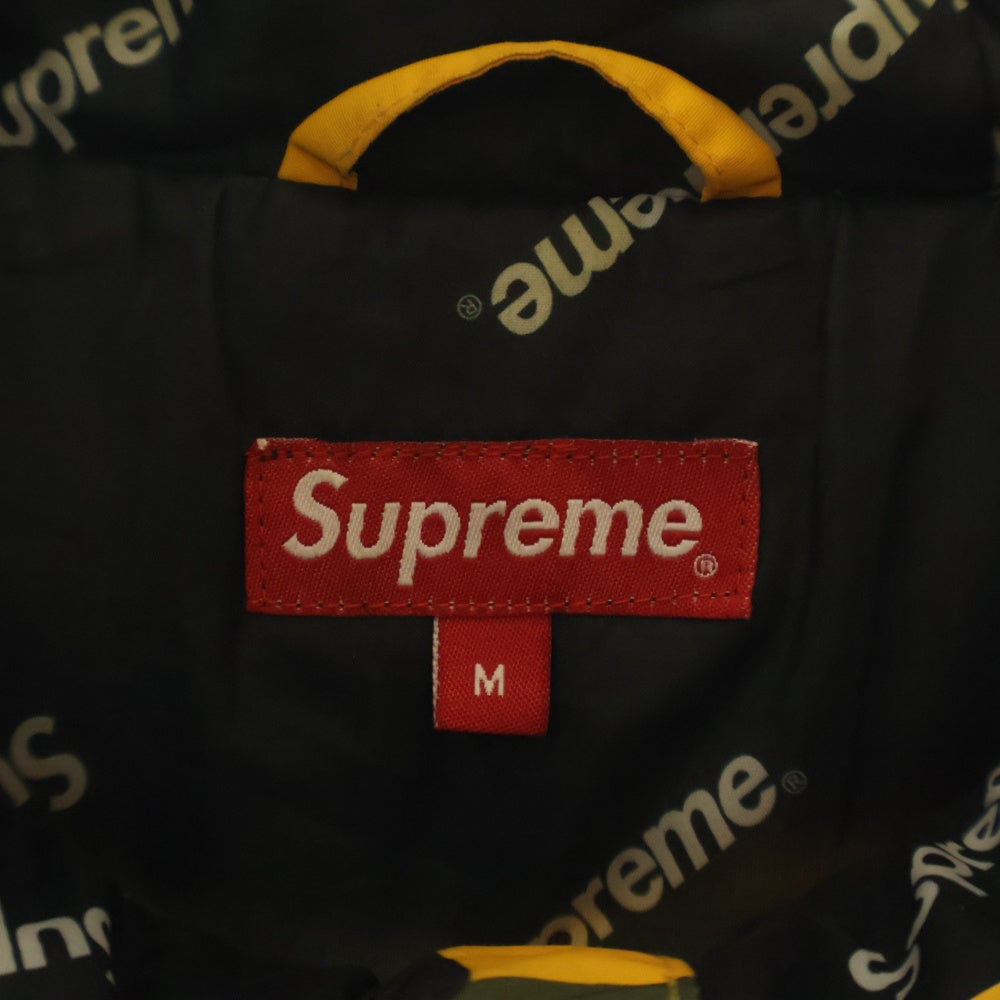 SUPREME(シュプリーム) 17AW Hooded Logo Half Zip フーデッド ロゴ ハーフジップ カモフラ プルオーバー ジャケット イエロー/カーキ
