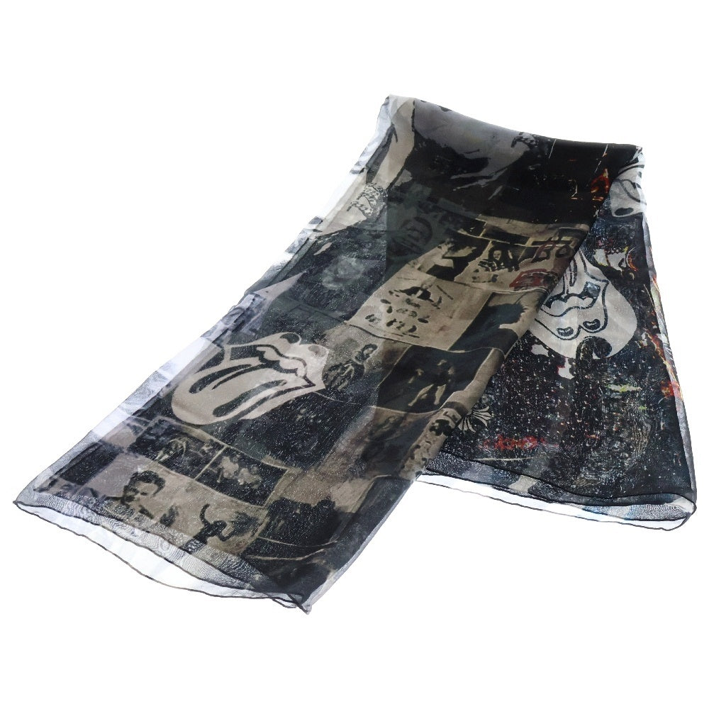 CHROME HEARTS(クロムハーツ) LIPSTONGUE ROLLING STONES SILK SCARF リップアンドタン ローリングストーンズ シルク スカーフ ブラック