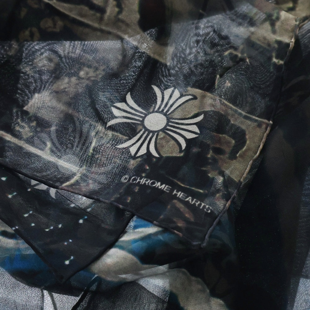 CHROME HEARTS(クロムハーツ) LIPSTONGUE ROLLING STONES SILK SCARF リップアンドタン ローリングストーンズ シルク スカーフ ブラック