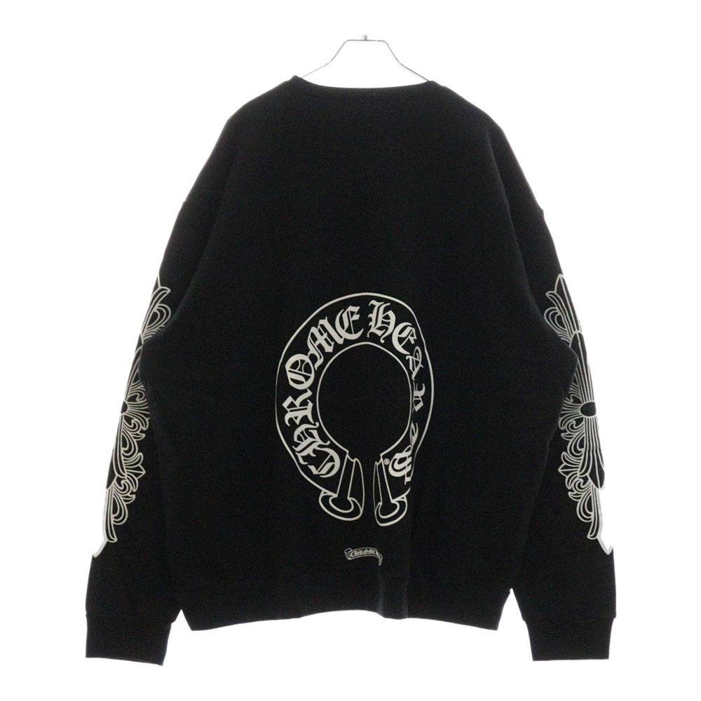 CHROME HEARTS(クロムハーツ) Horseshoe L/S Sweatshirt ホースシュープリント 袖フローラル スウェットトレーナー ブラック