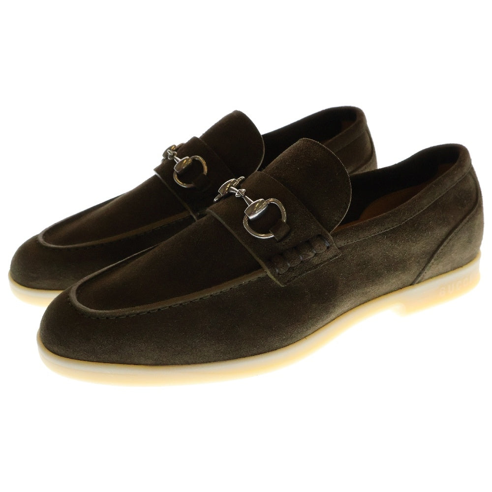 GUCCI(グッチ) ラバーソール スウェードレザー ホースビット ローファー ブラウン 782672