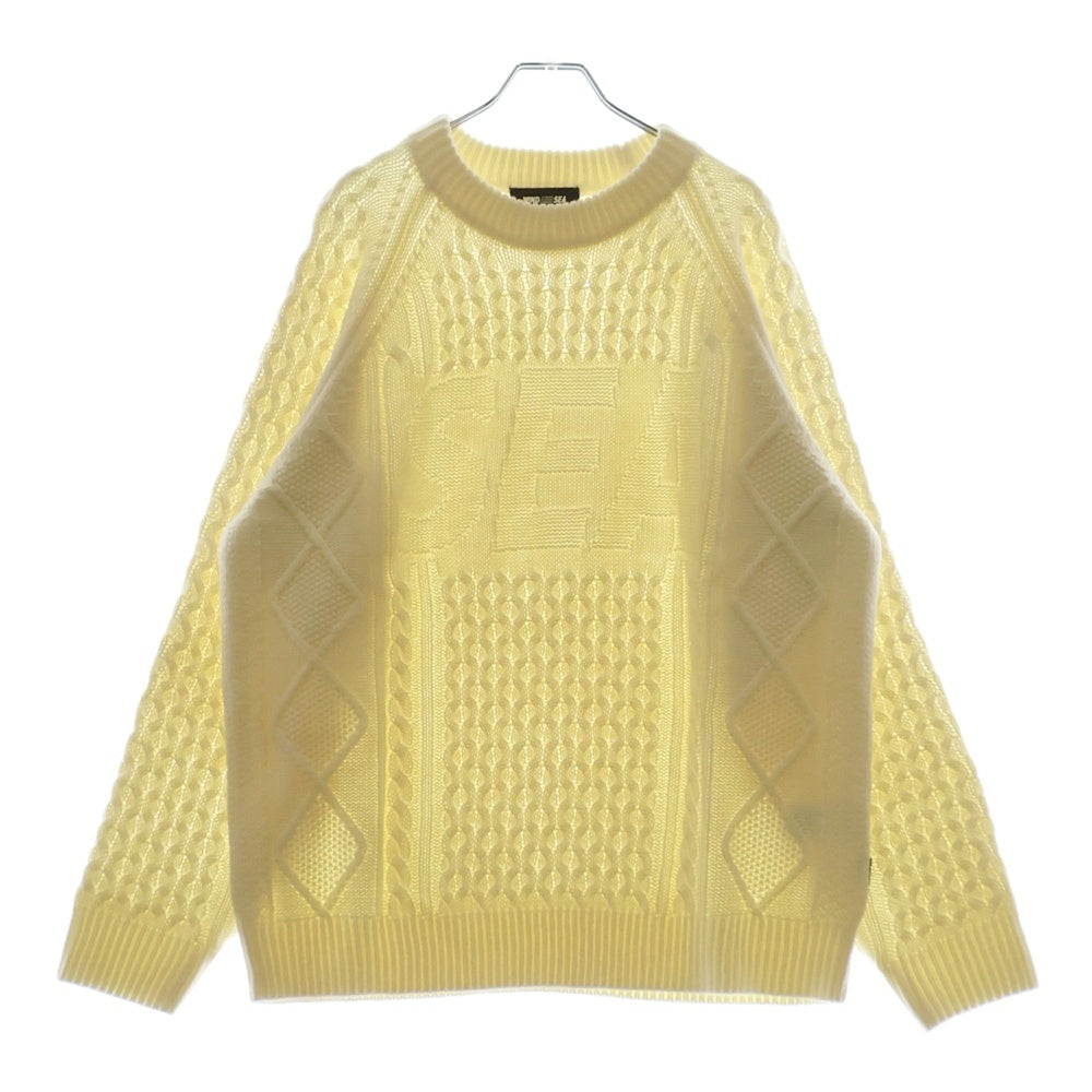 WIND AND SEA(ウィンダンシー) Cable Knit Sweater ケーブルニットクルーネックニットセーター アイボリー WDS-O-ATWS-25-Q2-KN-02