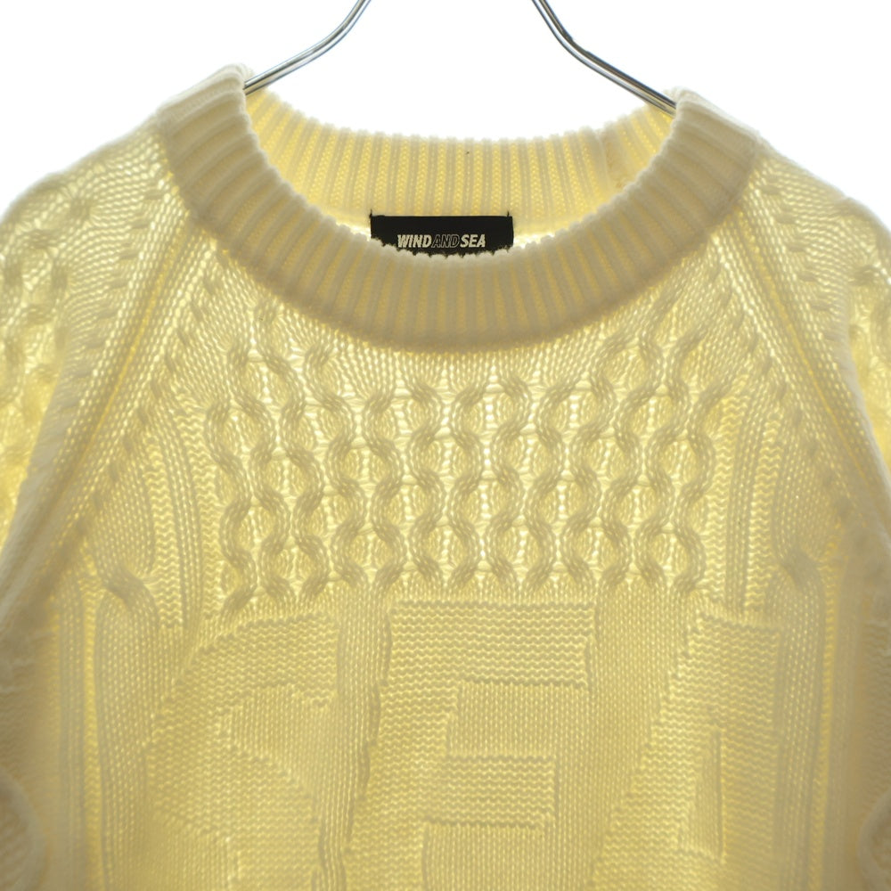 WIND AND SEA(ウィンダンシー) Cable Knit Sweater ケーブルニットクルーネックニットセーター アイボリー WDS-O-ATWS-25-Q2-KN-02