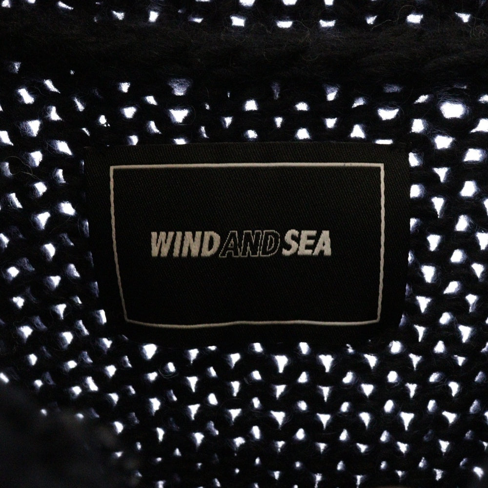 WIND AND SEA(ウィンダンシー) Logo Patch Cowichan Jacket ロゴパッチ カウチン ニットジャケット ネイビー/ホワイト WDS-O-ATTR-25-01-KN-02