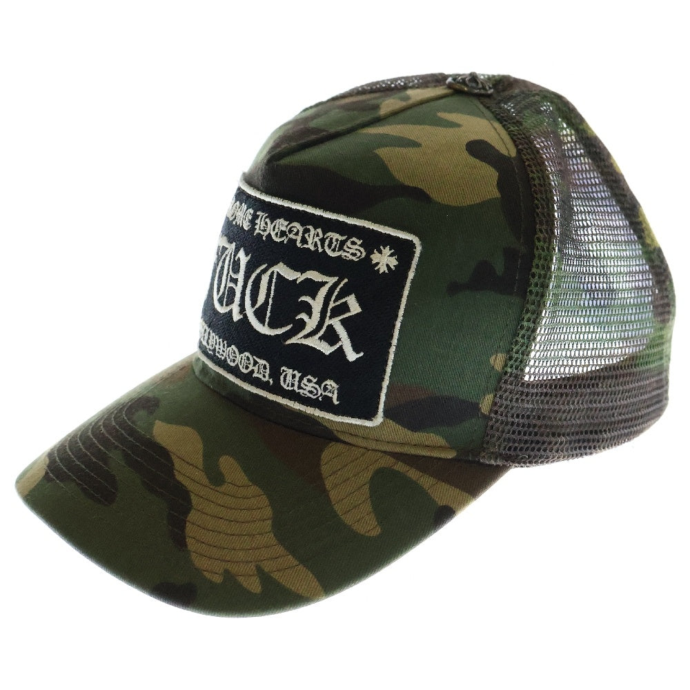 CHROME HEARTS(クロムハーツ) OLD FUCK TRUCKER CAP CAMO オールド FUCKパッチ クロスボール付 メッシュ トラッカーキャップ 帽子 カモフラ 迷彩 カーキ