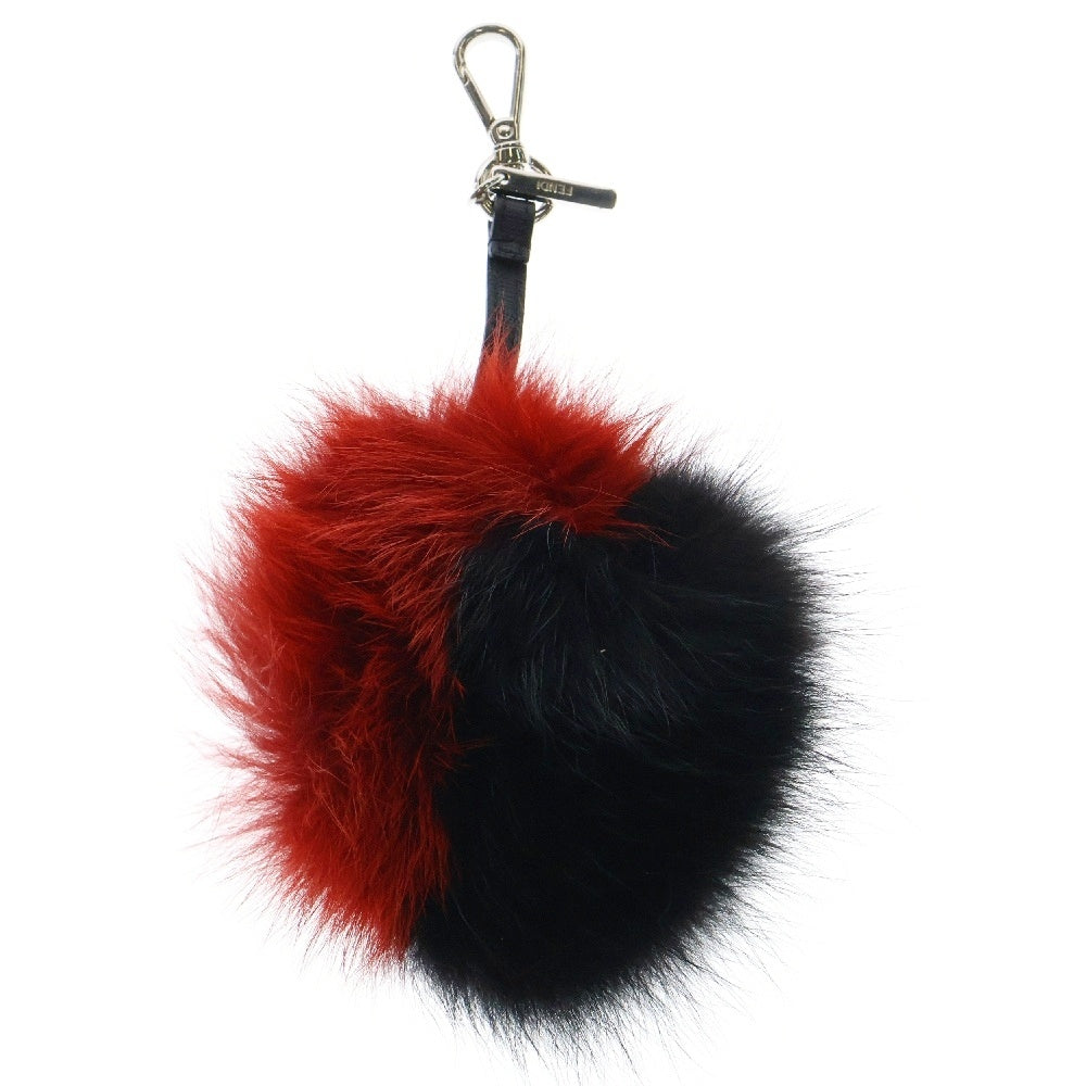 FENDI(フェンディ) バッグバグズ モンスター バイカラー ファー キーホルダー チャーム ブラック/レッド 7AR386