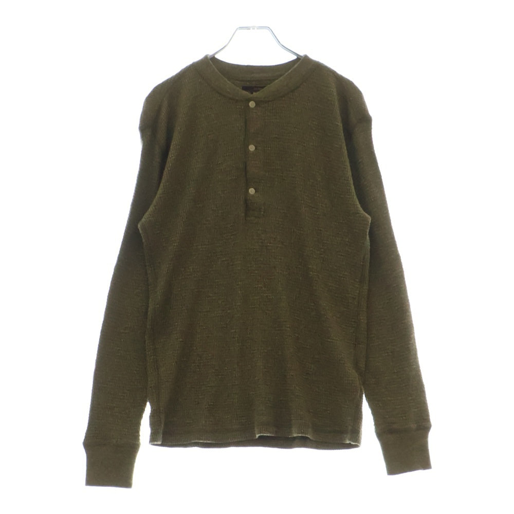RRL(ダブルアールエル) 24SS ヘンリーネック ロングスリーブ サーマル ニット シャツ カーキ 782911455002