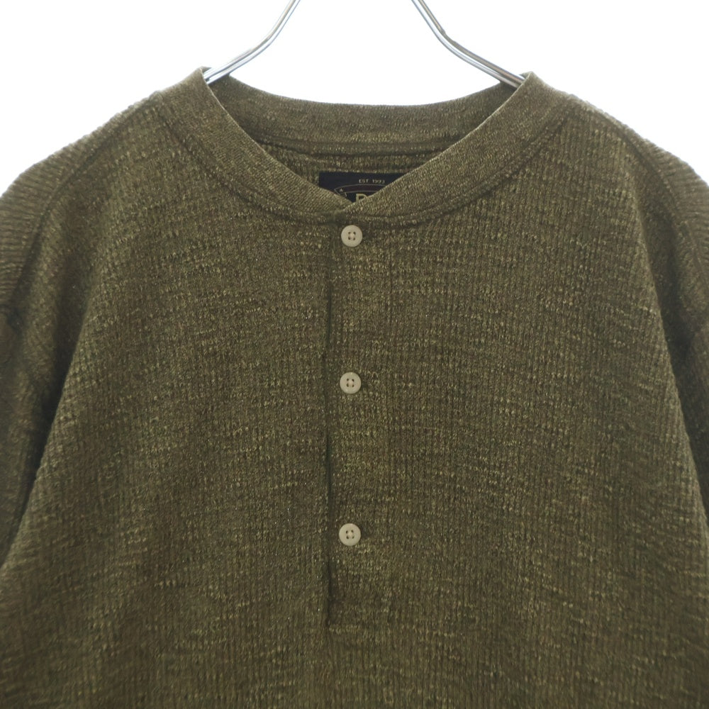 RRL(ダブルアールエル) 24SS ヘンリーネック ロングスリーブ サーマル ニット シャツ カーキ 782911455002
