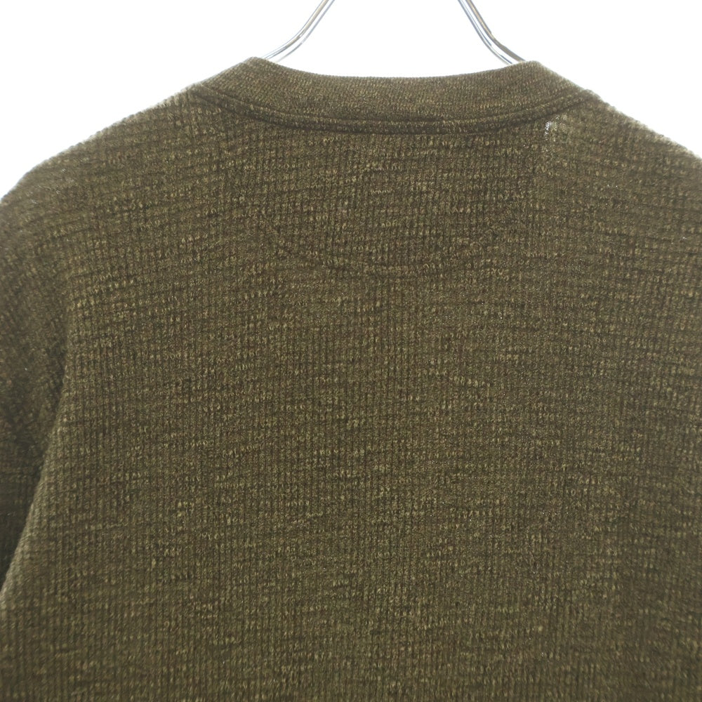 RRL(ダブルアールエル) 24SS ヘンリーネック ロングスリーブ サーマル ニット シャツ カーキ 782911455002
