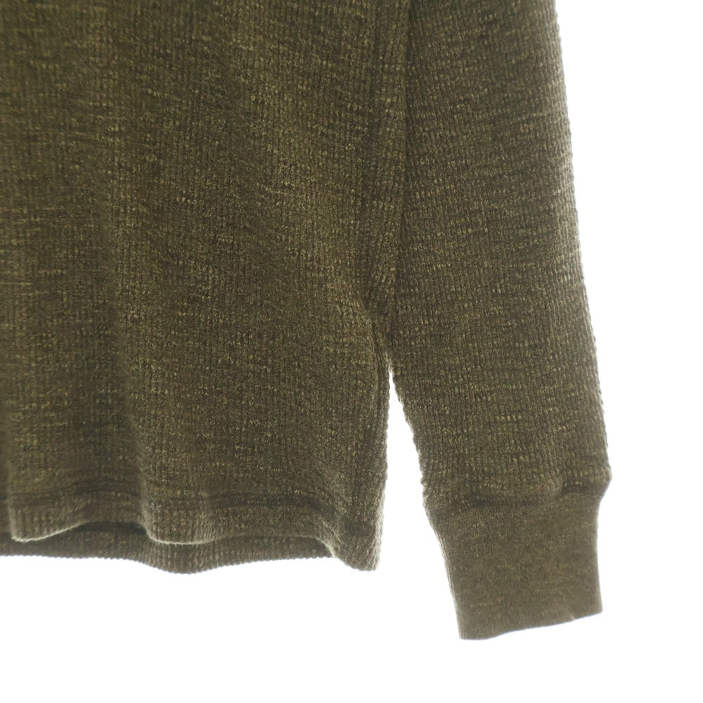 RRL(ダブルアールエル) 24SS ヘンリーネック ロングスリーブ サーマル ニット シャツ カーキ 782911455002