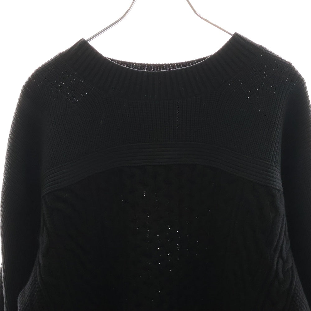 Sacai(サカイ) 24SS ケーブルニット切替 モックネック ニットセーター ネイビー 24-03577M