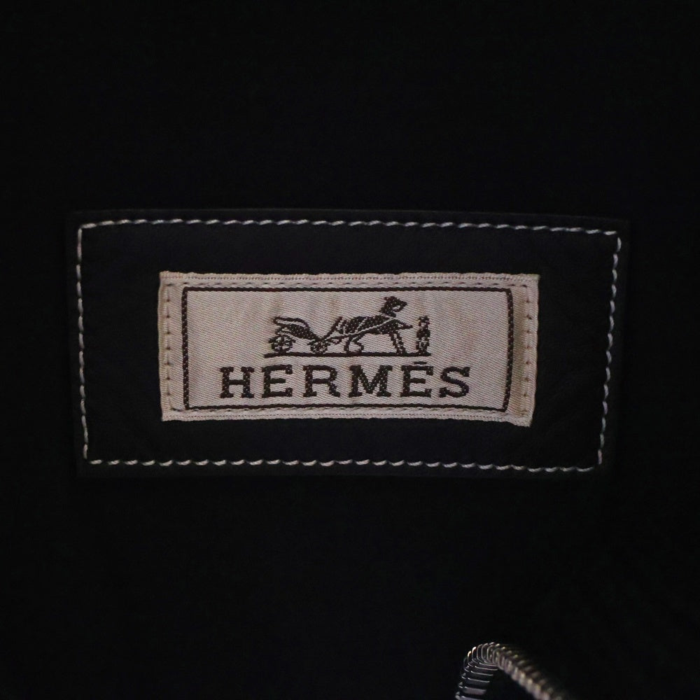 HERMES(エルメス) レザーパッチ ナイロン 中綿 パファージャケット ブラック