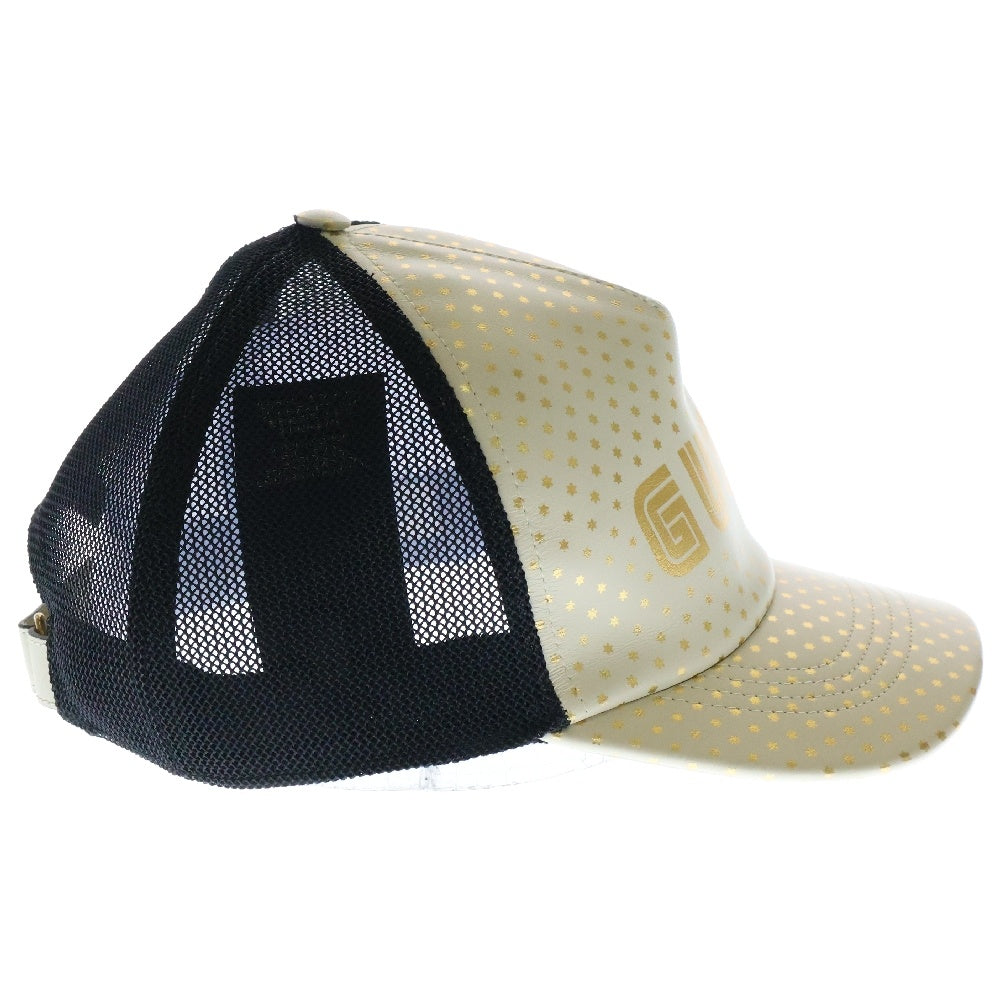 GUCCI(グッチ) GUCCY Mesh Cap ロゴ スタープリント メッシュ ベースボールキャップ 帽子 アイボリー/ブラック