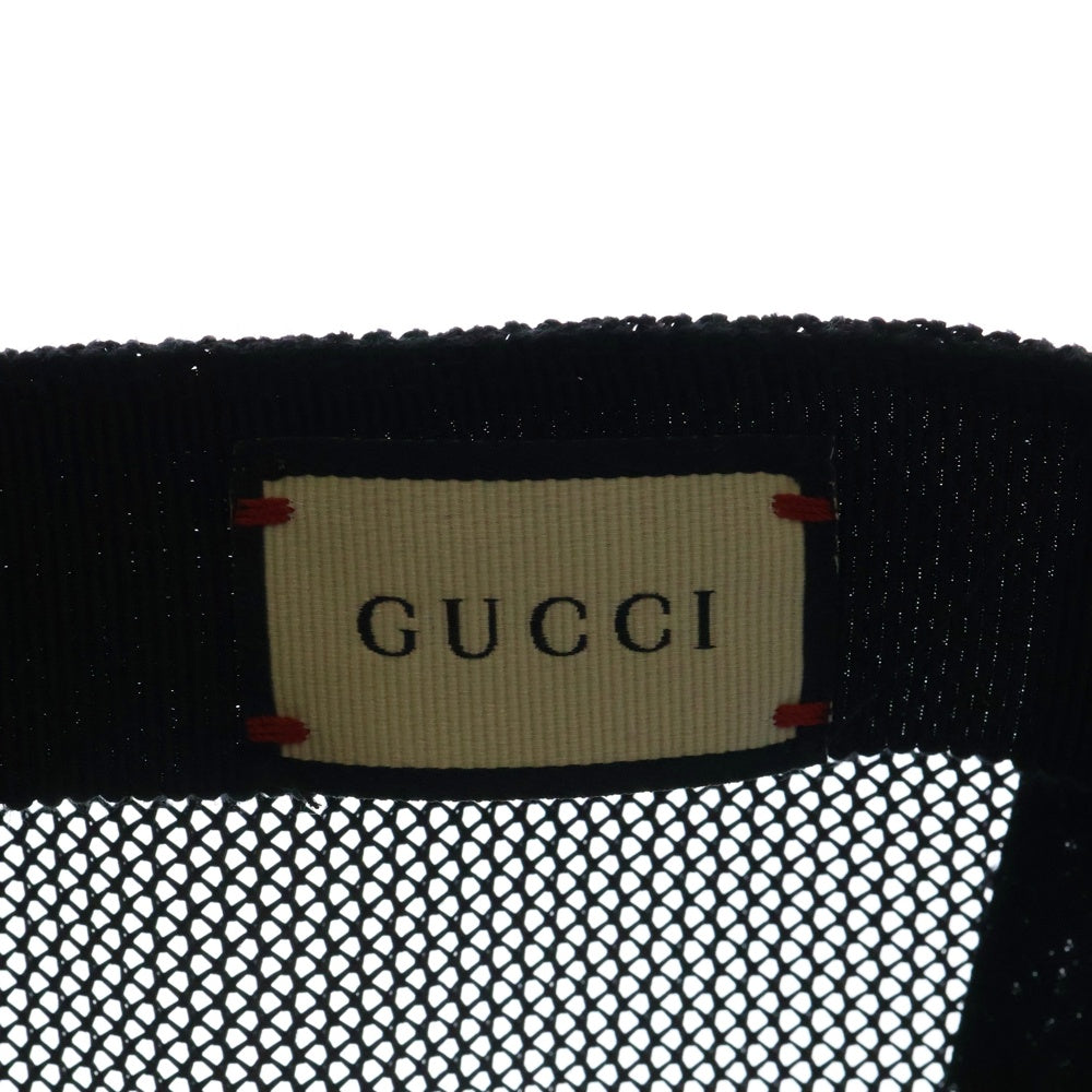 GUCCI(グッチ) GUCCY Mesh Cap ロゴ スタープリント メッシュ ベースボールキャップ 帽子 アイボリー/ブラック