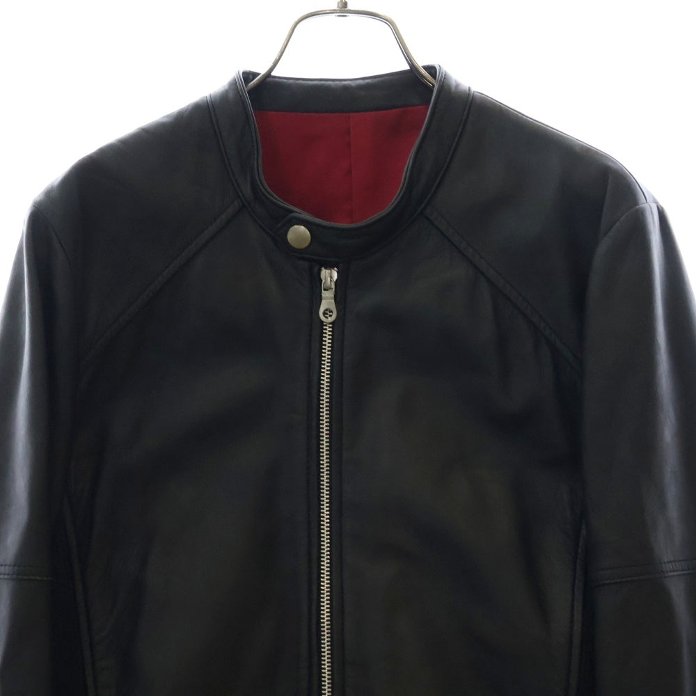 NO ID.(ノーアイディ) ラムスキン シングル ライダースジャケット ブラック 838030-666L