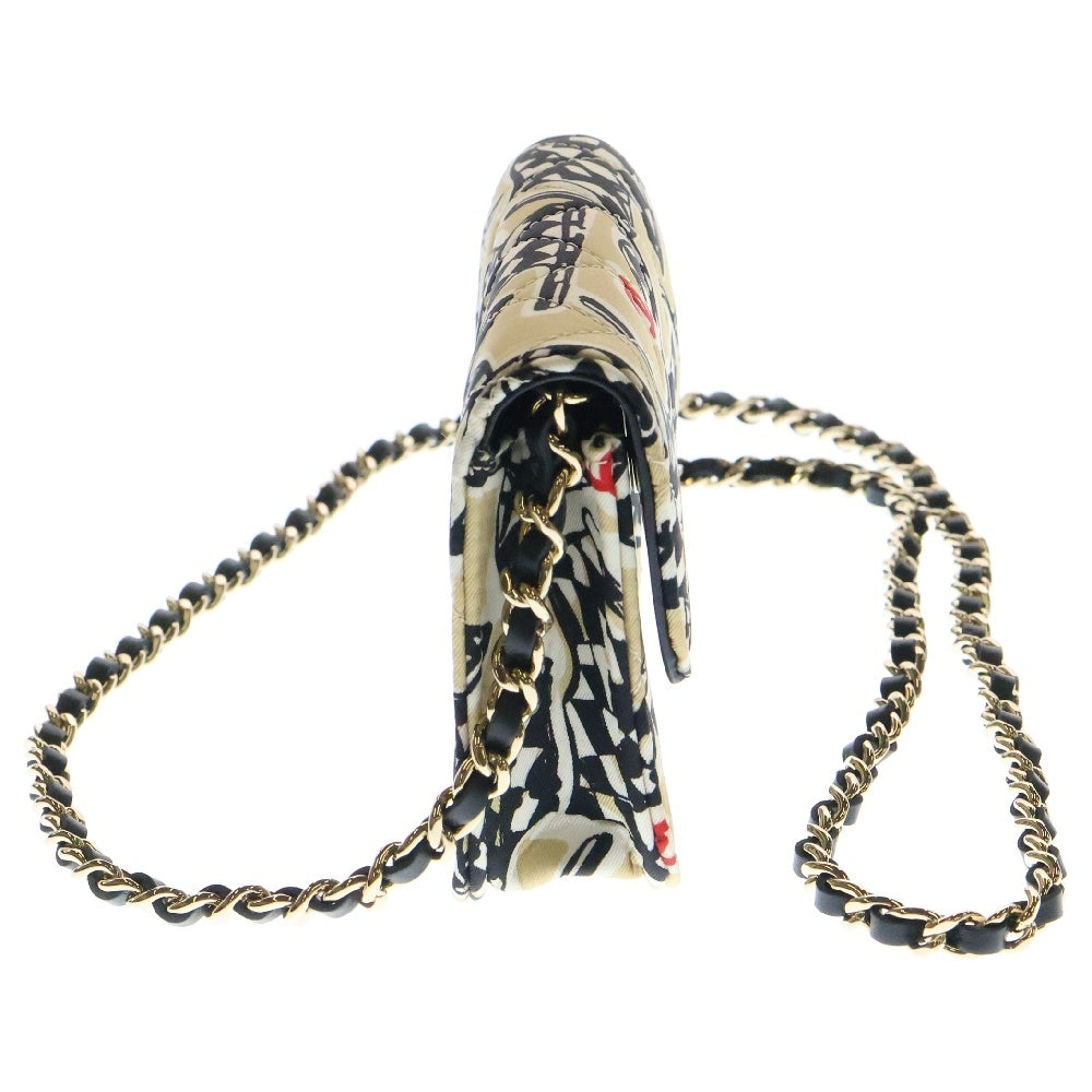 CHANEL(シャネル) チェッカーフラッグ イヤーエンドギフト ココマーク キャンバス ミニ チェーン ショルダーバッグ ベージュ ランダムシリアル ベージュ