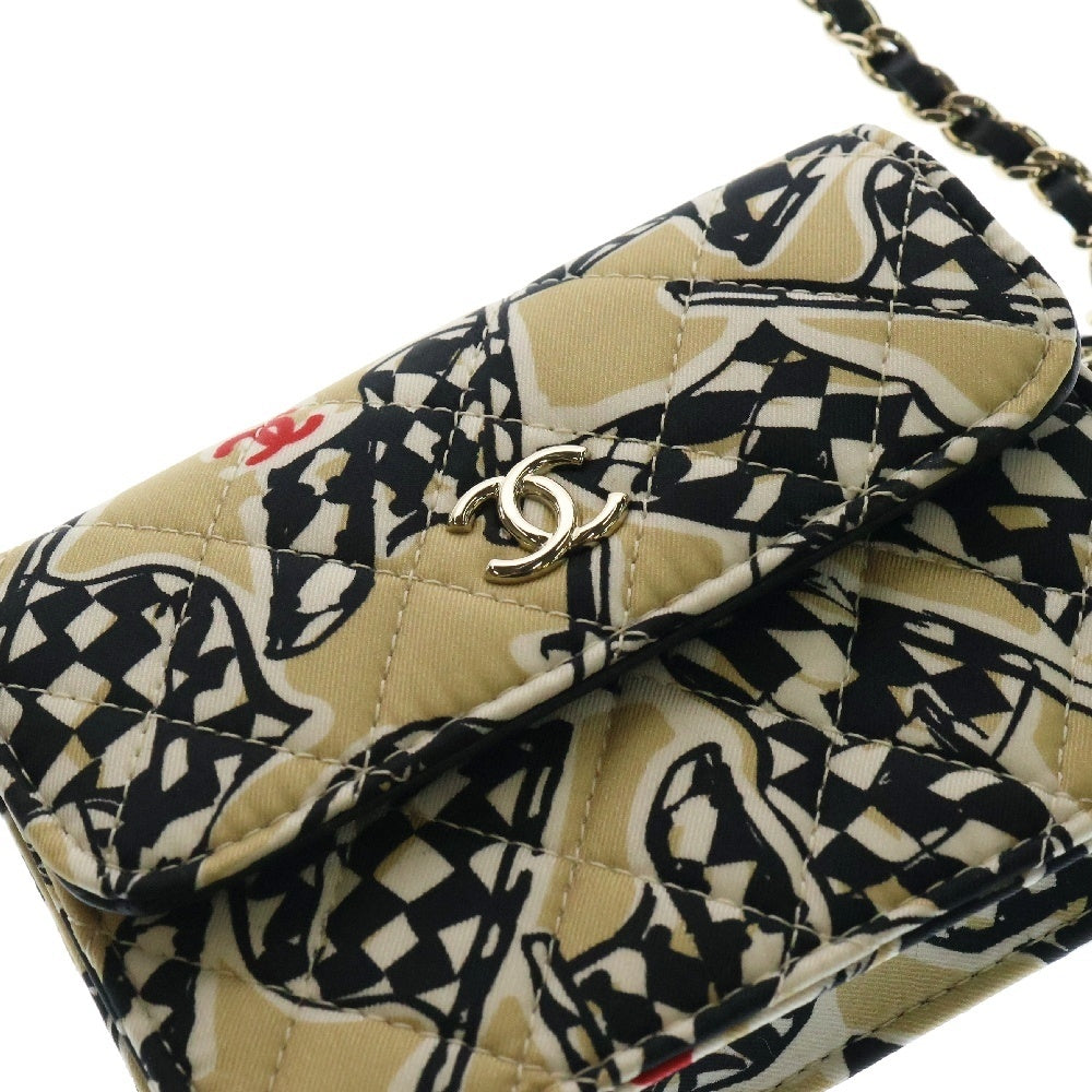 CHANEL(シャネル) チェッカーフラッグ イヤーエンドギフト ココマーク キャンバス ミニ チェーン ショルダーバッグ ベージュ ランダムシリアル ベージュ